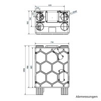 Lüftungsgerät mit Wärmerückgewinnung und Gegenstromtauscher Alnor HRU-PremAIR  – 350 / 450 / 500 m³/h, EPP-Gehäuse HRU-PremAIR-500