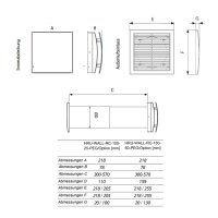 Dezentrales Lüftungsgerät mit Wärmerückgewinnung HRU-WALL-RC-100-25-PEG – 25 m³/h – mit Fernbedienung