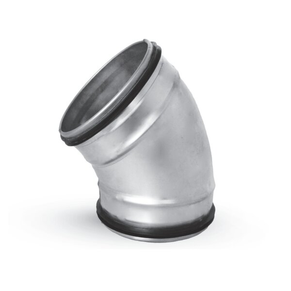 Bogen 45° mit Lippendichtung – verzinktes Lüftungsformteil für Wickelfalzrohrsysteme DN 80–250 DN200