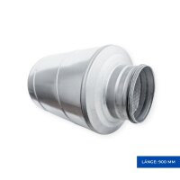 Rundschalldämpfer Länge 900 mm – Rohrschalldämpfer Lüftung, Schalldämpfer Spiralfalzrohr verzinkt, Mineralwolle Dämmung Lüftung Rundrohr Ø100