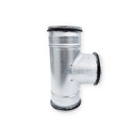 T-Stück 90° gleichschenklig für Wickelfalzrohr mit Lippendichtung – verschiedene Durchmesser - 90-Grad-Abzweigung, verzinktes Stahlblech Ø125