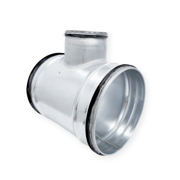 T-Stück 90° reduziert für Wickelfalzrohr mit Lippendichtung – verschiedene Durchmesser - 90-Grad-Abzweigung, verzinktes Stahlblech Ø160 Ø100