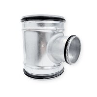 T-Stück 90° reduziert für Wickelfalzrohr mit Lippendichtung – verschiedene Durchmesser - 90-Grad-Abzweigung, verzinktes Stahlblech Ø160 Ø100