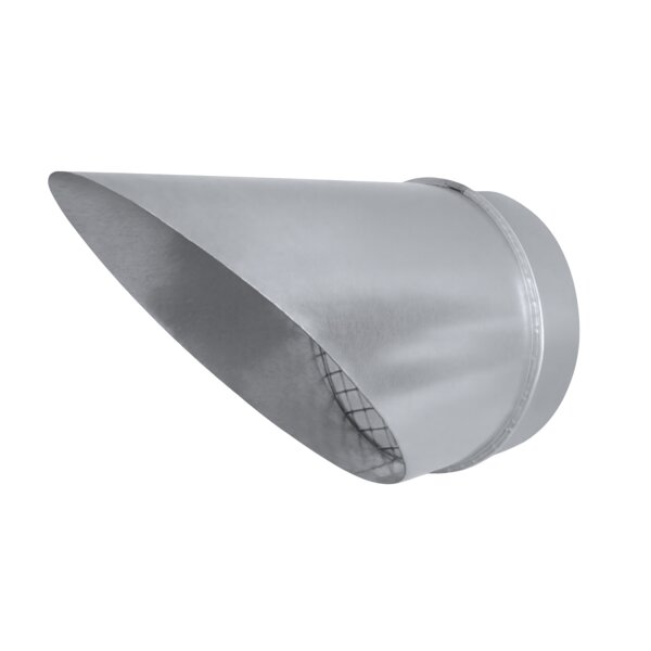 Ausblasstutzen 45° mit Gitter für Lüftungsrohre, verzinkt, DN100–500 mm Ø160