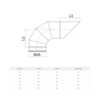 Ausblasbogen mit Segmenten, verzinkt, mit Gitter für Lüftungsrohre, DN100–315 mm Ø200