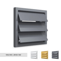 Lüftungsgitter 190x190 mm mit Schwerkraftlamellen...