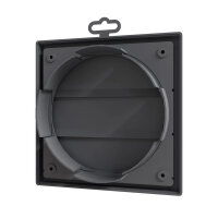 Lüftungsgitter 190x190 mm mit Schwerkraftlamellen für Ø 150-160 mm aus ASA-Kunststoff in Grau