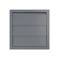 Lüftungsgitter 150x150 mm mit Schwerkraftlamellen für Ø 100 mm aus ASA-Kunststoff in Grau