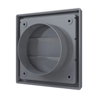 Lüftungsgitter 150x150 mm mit Schwerkraftlamellen für Ø 100 mm aus ASA-Kunststoff in Grau