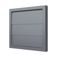 Lüftungsgitter 150x150 mm mit Schwerkraftlamellen für Ø 125 mm aus ASA-Kunststoff in Grau