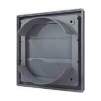 Lüftungsgitter 150x150 mm mit Schwerkraftlamellen für Ø 125 mm aus ASA-Kunststoff in Grau