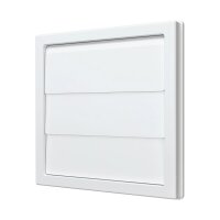 Lüftungsgitter 150x150 mm mit Schwerkraftlamellen für Ø 125 mm aus ASA-Kunststoff in Weiß
