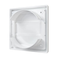 Lüftungsgitter 150x150 mm mit Schwerkraftlamellen für Ø 125 mm aus ASA-Kunststoff in Weiß