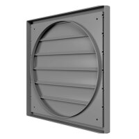 Lüftungsgitter 360x360 mm mit Schwerkraftlamellen für Ø 315 mm aus ASA-Kunststoff in Grau