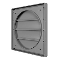Lüftungsgitter 242x242 mm mit Schwerkraftlamellen für Ø 200 mm aus ASA-Kunststoff in Grau