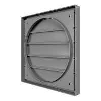 Lüftungsgitter 294x294 mm mit Schwerkraftlamellen für Ø 250 mm aus ASA-Kunststoff in Grau