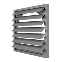 Lüftungsgitter 410x410 mm mit Schwerkraftlamellen für Ø 355 mm aus ASA-Kunststoff in Grau