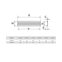 Lüftungsgitter Aluminium für Sockelleiste – Möbelgitter 480 x 100 mm / Champagne