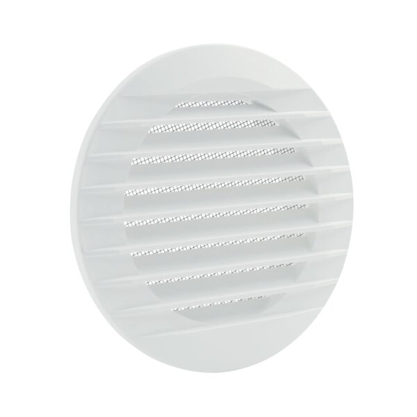 Rundes Lüftungsgitter mit Rohranschluss aus Kunststoff mit Fliegengaze Ø100 / Ø125 / Ø150 Marley