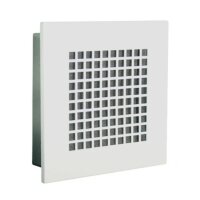 Marley Lüftungsgitter aus Metall mit Einbaurahmen und Fliegengaze – weiß, quadratisch