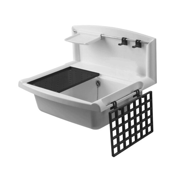 Marley Funktionsbecken MULTI 550 x 413 x 450 mm weiß mit Zubehör und Edelstahlreling