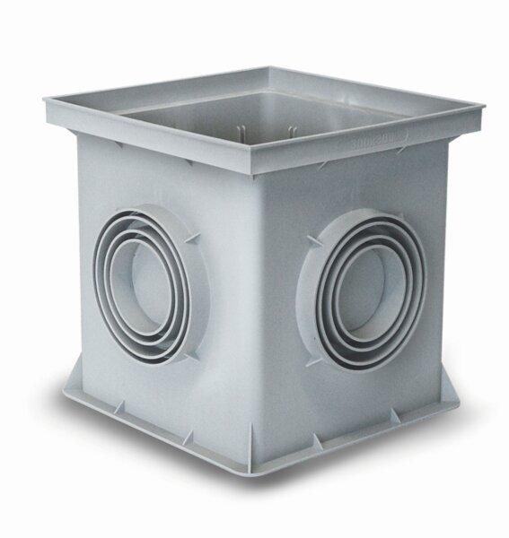Einlaufschacht aus PP 200x200 / 300x300 mit oder ohne Boden grau RAL 7035