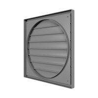 Lüftungsgitter 456x456 mm mit Schwerkraftlamellen für Ø 400 mm aus ASA-Kunststoff in Grau