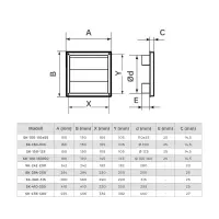 Lüftungsgitter 456x456 mm mit Schwerkraftlamellen für Ø 400 mm aus ASA-Kunststoff in Grau