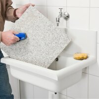 Marley Ausgussbecken Compact 550 x 383 x 450 mm Weiß mit Spritzschutz und Ablagefläche – Wandbecken / Werkstattbecken aus Kunststoff