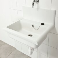 Marley Ausgussbecken Compact 550 x 383 x 450 mm Weiß mit Spritzschutz und Ablagefläche – Wandbecken / Werkstattbecken aus Kunststoff