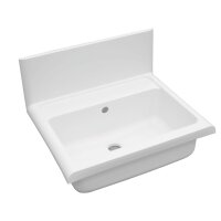 Marley Ausgussbecken Compact 550 x 383 x 450 mm Weiß mit Spritzschutz und Ablagefläche – Wandbecken / Werkstattbecken aus Kunststoff