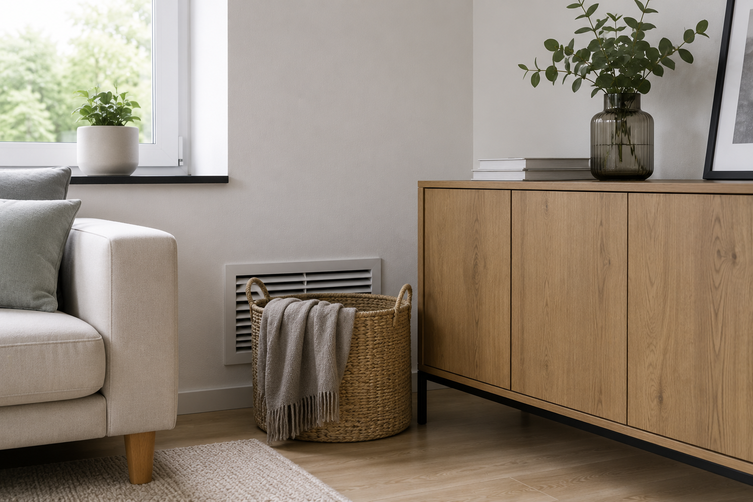 Lüftungsöffnung im Wohnzimmer